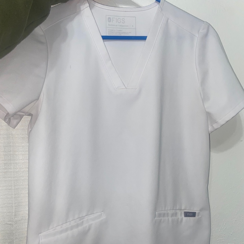 optic white FIGS scrub top